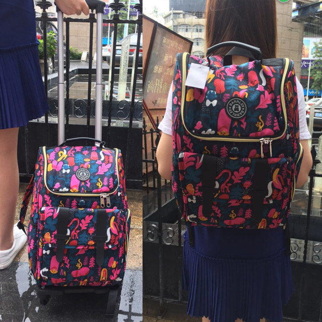 Travel bag waterproof printed fabric caster