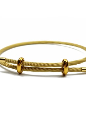 1.5mm超细防水不锈钢绳2.5mm适用于周家转运珠双向可调节金色手链