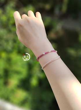 桃花碧玺手链生日礼物水晶爱情运