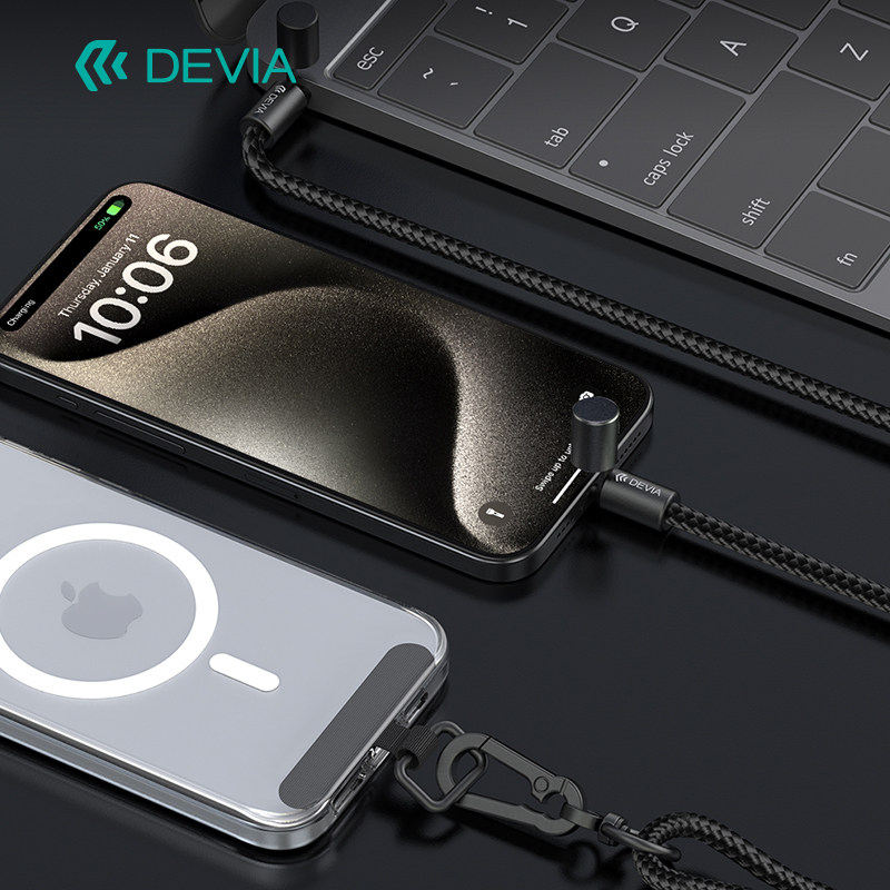 迪沃DEVIA极速系列C to C PD60W编织快充可调节挂绳数据线1.6米充电适用苹果华为type-c,淘宝优惠券,粉丝福利购,淘宝优惠卷