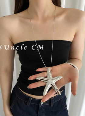 甜酷设计感银色海星项链女