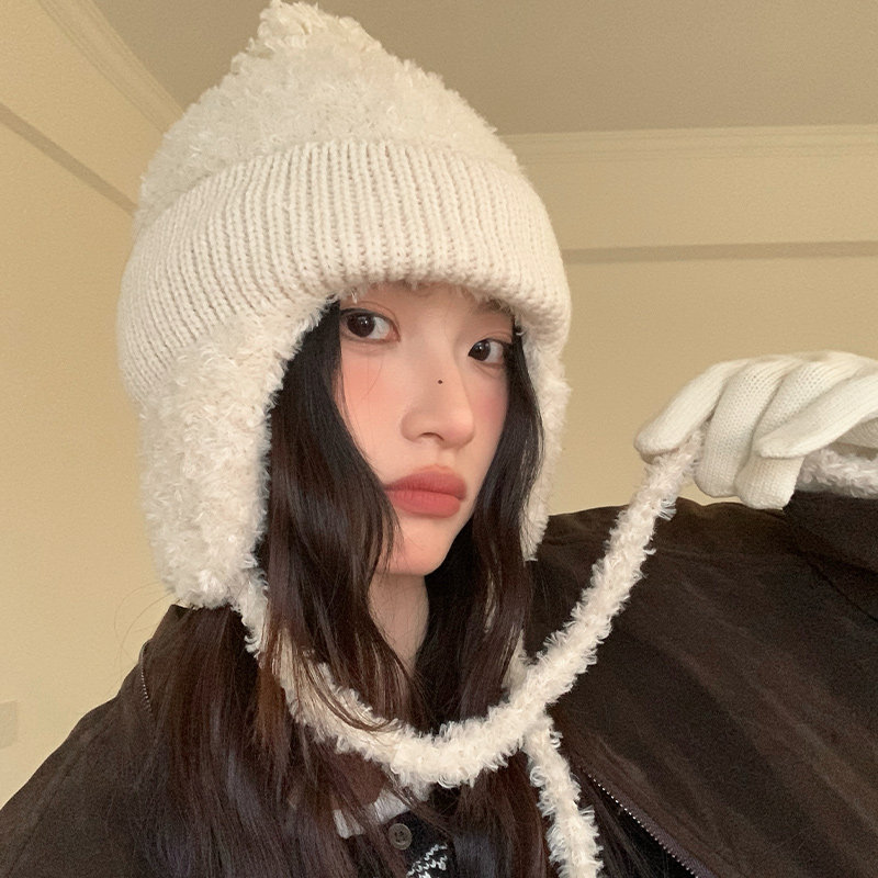 秋冬新款毛绒护耳帽子女保暖大头围加厚针织毛线帽显脸小雷锋帽潮,淘宝优惠券,粉丝福利购,淘宝优惠卷