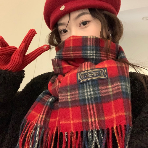 圣诞新年红色围巾帽子女冬季2025新款高级感保暖防寒可爱百搭礼物 - 图0