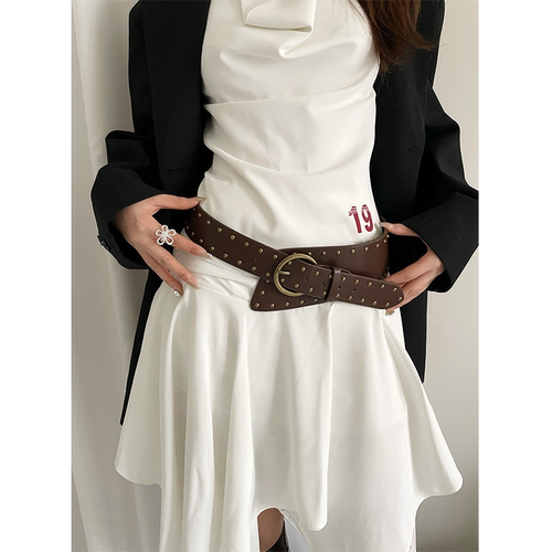 2026新款重工朋克风铆钉宽腰带女配裙子牛仔裤腰封小众皮带配饰潮 - 图2