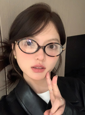 复古时髦椭圆豹纹眼镜显脸小