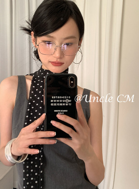 日系高级感金属银框眼镜女