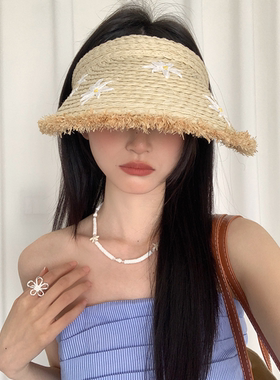 夏季新款雏菊空顶草帽女