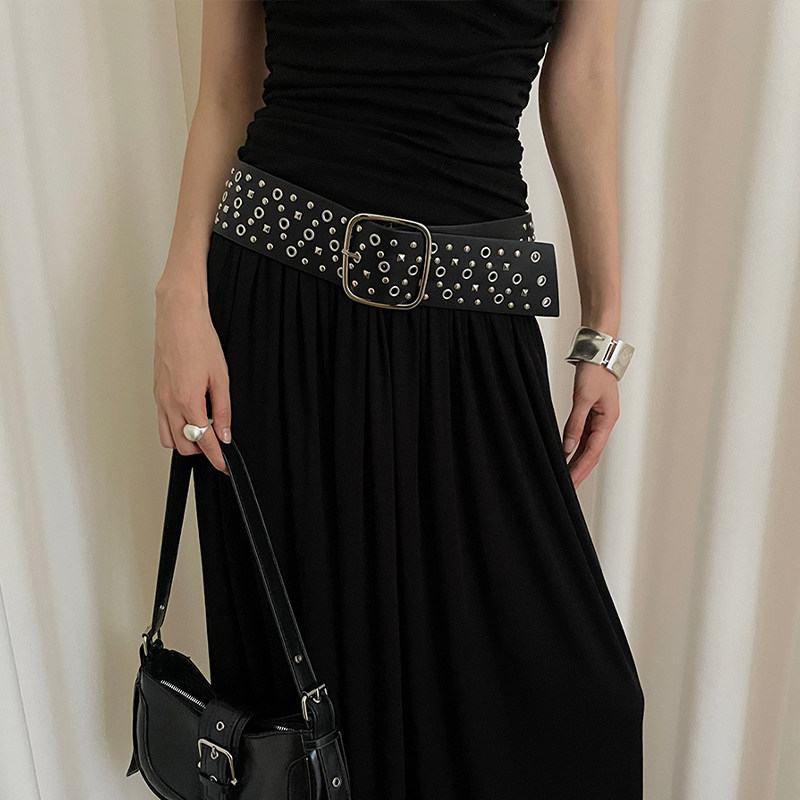 朋克风铆钉宽腰带女重工设计感个性腰封装饰连衣裙子配饰收腰皮带,淘宝优惠券,粉丝福利购,淘宝优惠卷
