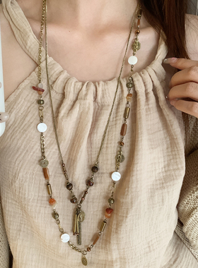 波西米亚风串珠流苏项链女