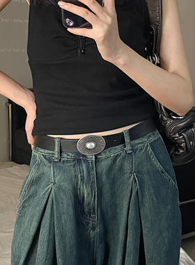 女美式复古简约腰带百搭