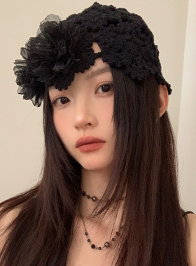 编织镂空花朵温柔百搭包头帽