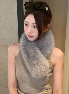 灰色毛绒绒围巾女款冬季加厚保暖