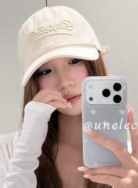 复古字母刺绣蓝色显白棒球帽子女
