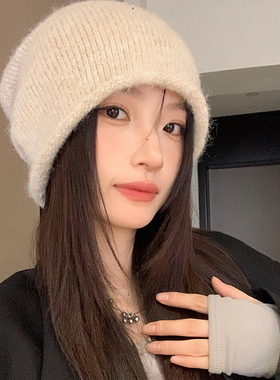 韩版百搭高级感针织显脸小堆堆帽