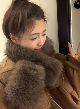 仿狐狸毛绒加厚毛毛小围巾女冬季