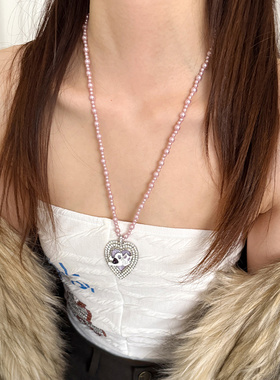韩系花朵爱心吊坠项链女