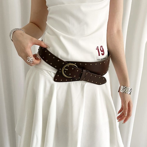 2026新款重工朋克风铆钉宽腰带女配裙子牛仔裤腰封小众皮带配饰潮 - 图3
