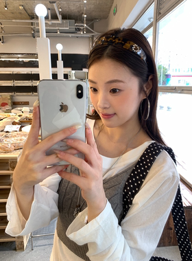 韩系玳瑁豹纹水钻爱心宽边发箍女