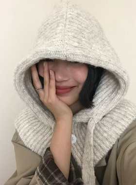 高级感灰色巴拉克拉法帽子女冬季