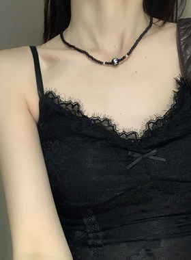 国风龙纹串珠黑色项链女时尚百搭