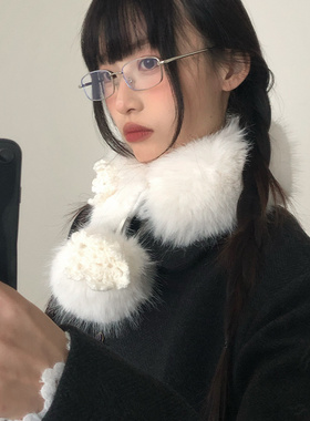 韩系毛茸茸围脖加厚围巾