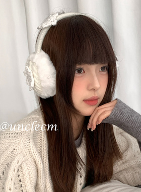韩系氛围感雪花毛绒耳罩女冬季