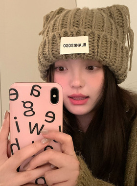 毛线帽针织女保暖防寒秋冬季