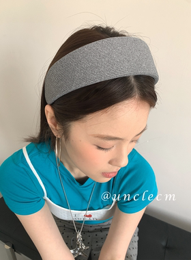 韩系高级感蓝色宽边发箍女