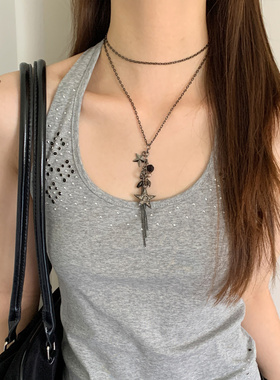 复古做旧风流苏星星吊坠项链女