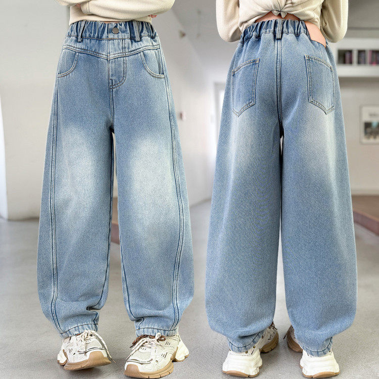 豪涵童装&春款贴标拼接牛仔阔腿裤2702,淘宝优惠券,粉丝福利购,淘宝优惠卷