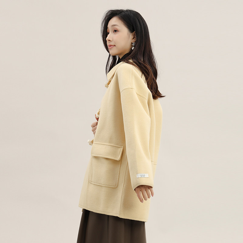 金苑毛呢外套新款女风衣小个子冬装高级感牛角扣大衣E235127,淘宝优惠券,粉丝福利购,淘宝优惠卷