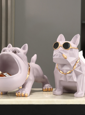 恶霸犬钥匙收纳摆件抽纸盒个性