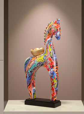 美式彩色招财狗摆件轻奢高级感