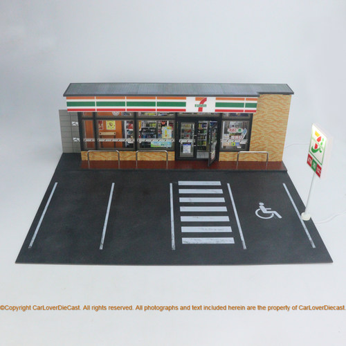 G-FANS 1:18  7-11带灯建筑场景模型 4车位 - 图0