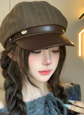2026新款秋冬季英伦风复古八角帽百搭显脸小鸭舌贝雷帽报童帽女