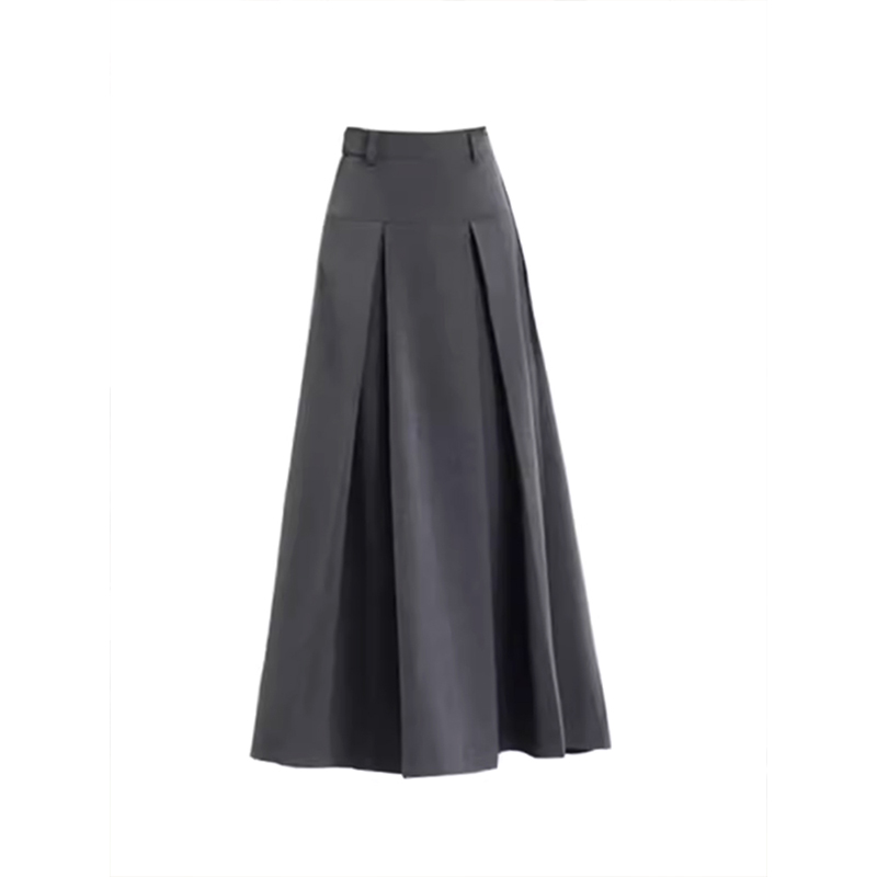 灰色伯克利裙子秋大码胖mm梨型身材半身裙遮肚显瘦宽松a字百褶裙 - 图3