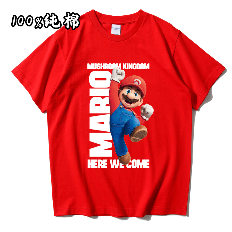 超级马力欧兄弟大电影玛丽路易吉库巴T恤周边儿童Super Mario短袖-图0