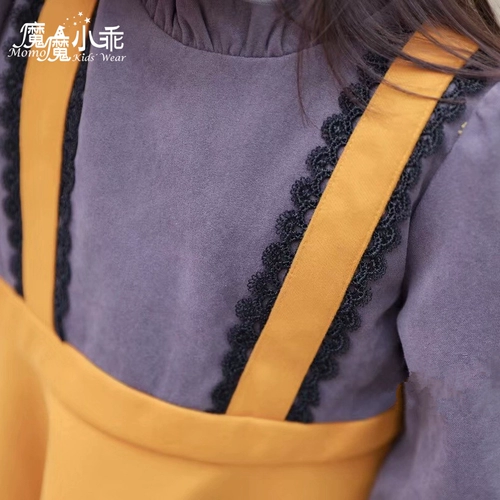 Хлопковое флисовое платье, детская юбка, лонгслив, комплект, наряд маленькой принцессы, А-силуэт