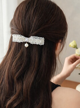 韩系高级感冰白水晶珍珠锆石发夹