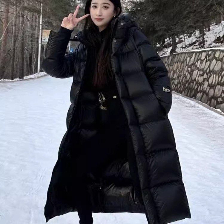 东北旅游防寒服500克+鹅绒羽绒服女长款加厚哈尔滨装备情侣外套男 - 图1