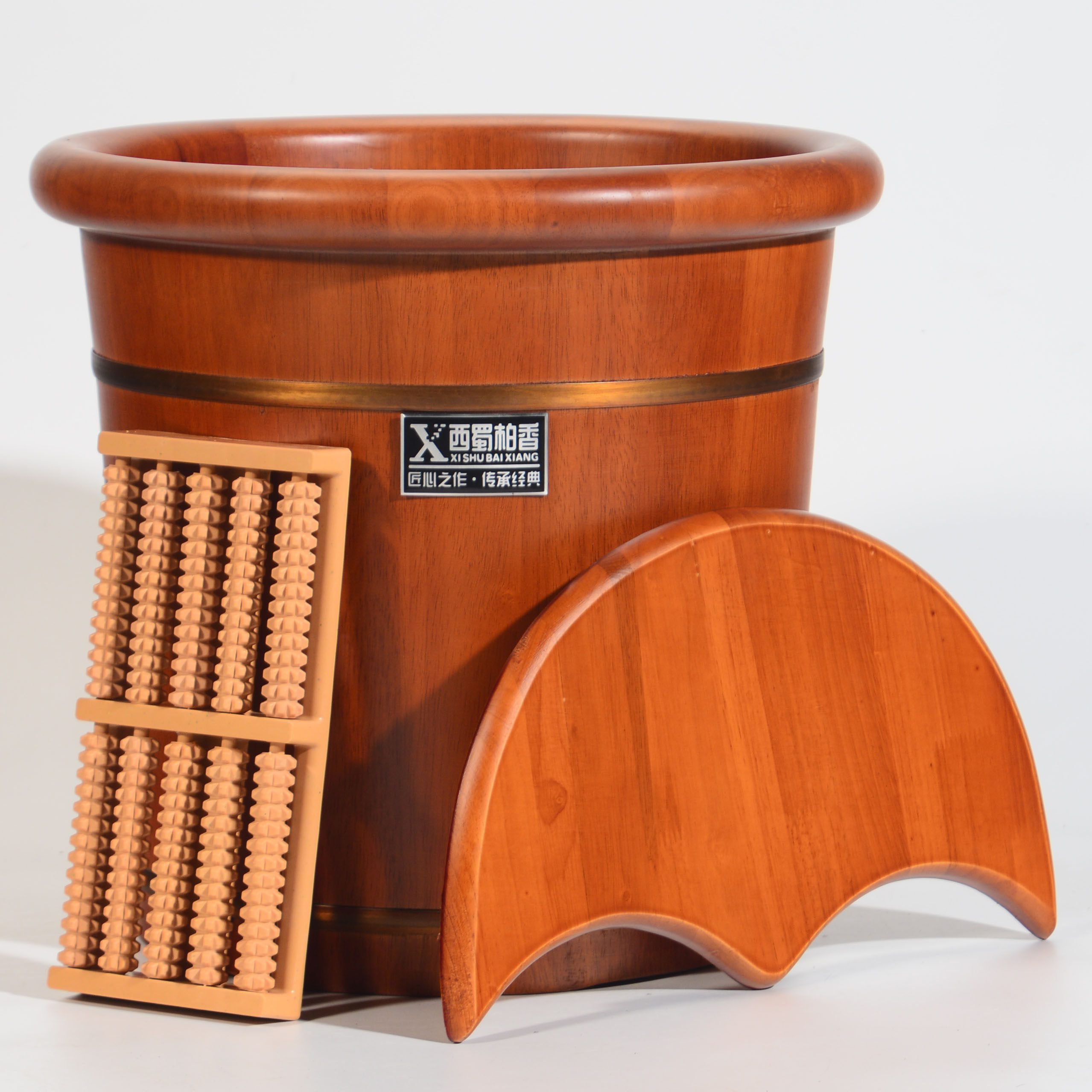 高端橡木足浴实木泡脚桶木质木桶家用过小腿洗脚小木盆足疗桶按z.