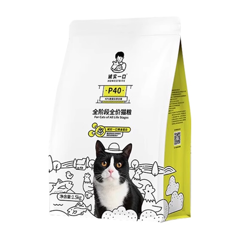 诚实一口猫粮p40全价成猫粮k01幼猫粮高蛋白增肥发腮p32猫粮1.5kg - 图2