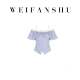 Fanshu Light Luxury Light Oxygen Diary 2026 Summer New Off-Shoulder Blue and White Plaid Suit Lace Splicing Top Shorts