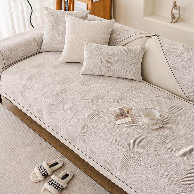2025新款四季通用防滑皮沙发垫子坐垫套罩盖布巾定制简约风浅咖色