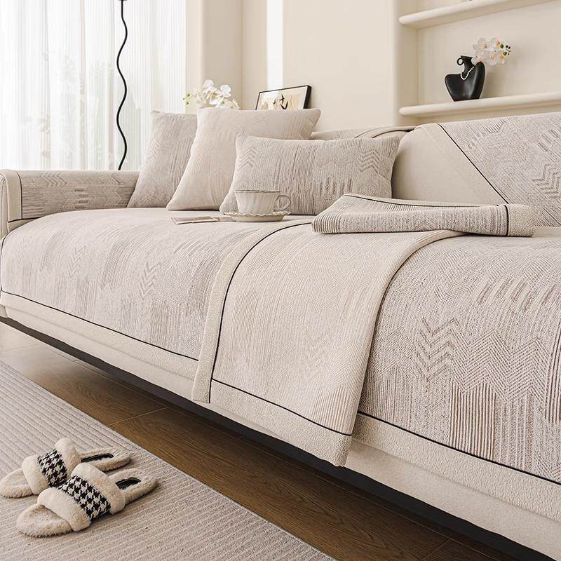 2025新款四季通用防滑皮沙发垫子坐垫套罩盖布巾定制简约风浅咖色