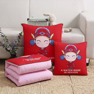 北极绒两用芦荟棉数码双面印花抱枕被汽车腰垫靠垫空调盖被盖毯