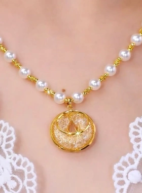 轻奢高级感金丝珍珠项链女紫色榴莲吊坠不掉色锁骨链百搭网红珠宝