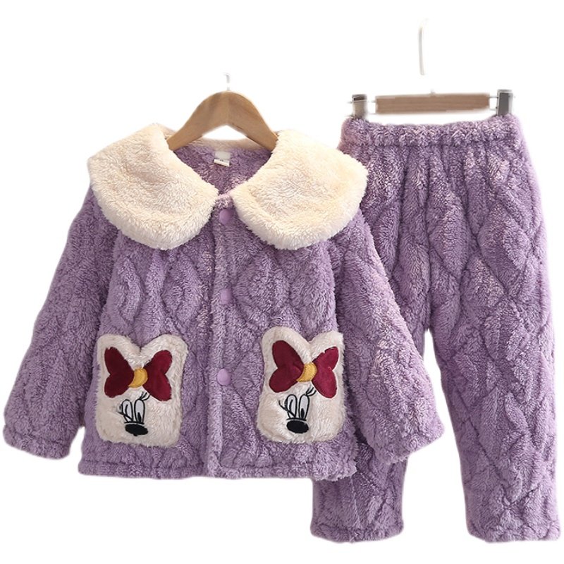 冬季新儿童睡衣法兰绒加厚夹棉女童宝宝中大童时尚家居服保暖套装,淘宝优惠券,粉丝福利购,淘宝优惠卷