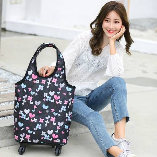 Универсальная портативная корзина для покупок, съемный складной шоппер, сумка для хранения, сумка на одно плечо, поворотные колеса