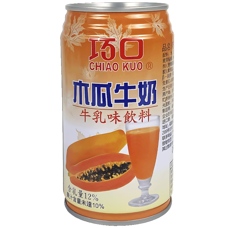 台湾原装进口巧口木瓜牛奶340ml*6瓶装牛乳味饮料水果牛奶饮品-图3